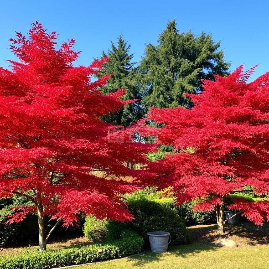 日本花园里的红枫树